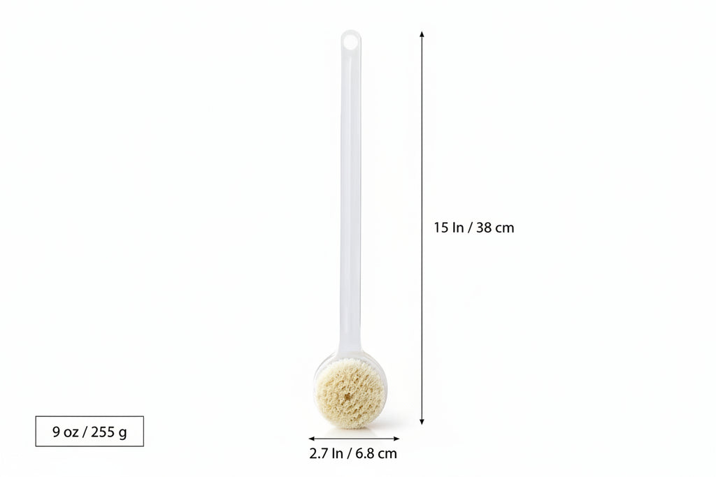 2-Piece Long Handle Bath Brush Set - Gentle Exfoliating Body Scrubber for Hard-to-Reach Areas