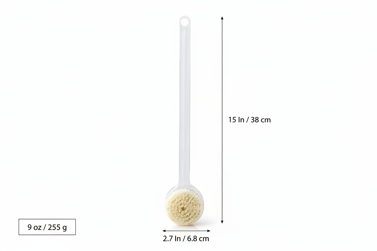 2-Piece Long Handle Bath Brush Set - Gentle Exfoliating Body Scrubber for Hard-to-Reach Areas