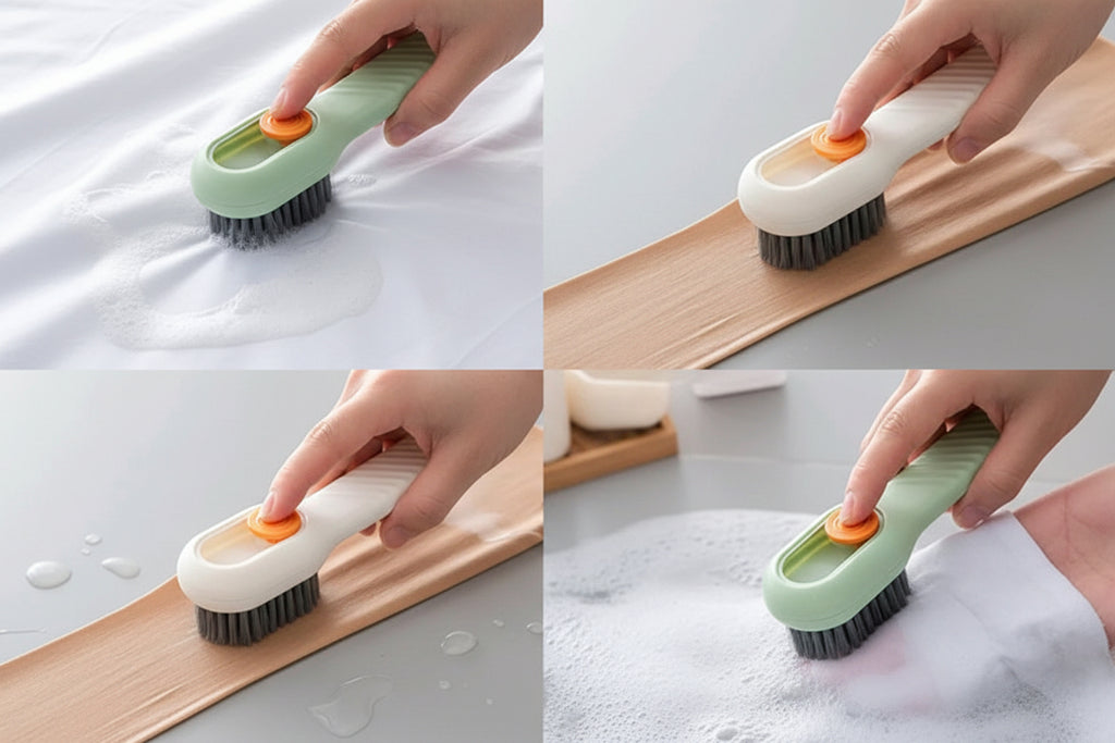 Premium 2-in-1 Sneaker & Laundry Scrub Brush – Press-to-Dispense Cleaning Tool (Pack of 2)