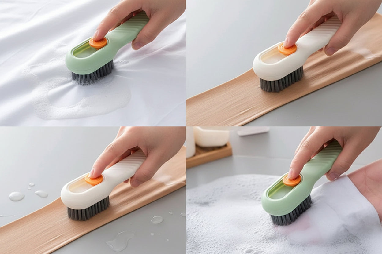 Premium 2-in-1 Sneaker & Laundry Scrub Brush – Press-to-Dispense Cleaning Tool (Pack of 2)