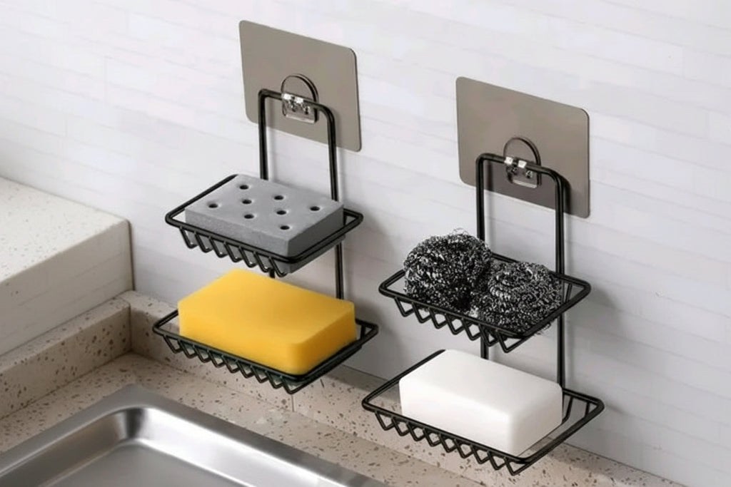 Premium 2-Tier Self-Adhesive Soap Stand - No Drilling Required