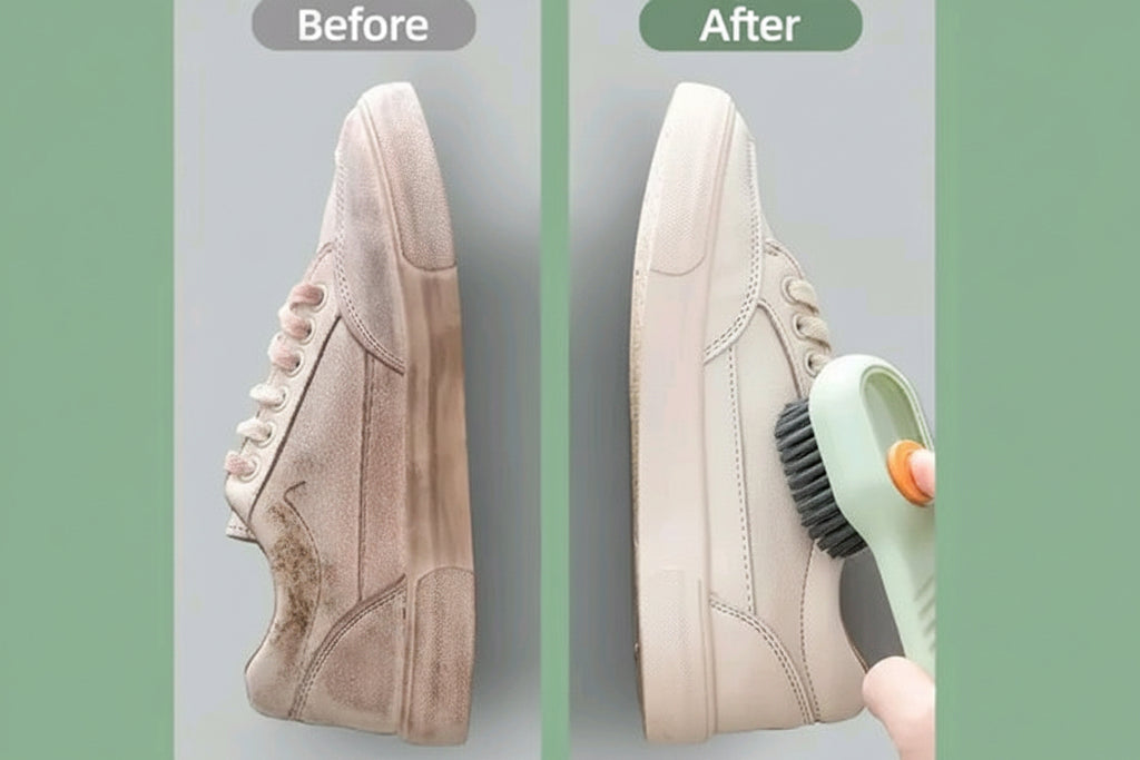 Premium 2-in-1 Sneaker & Laundry Scrub Brush – Press-to-Dispense Cleaning Tool (Pack of 2)