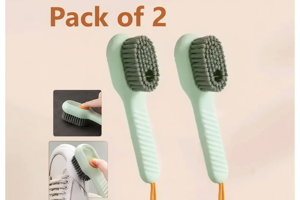 Premium 2-in-1 Sneaker & Laundry Scrub Brush – Press-to-Dispense Cleaning Tool (Pack of 2)