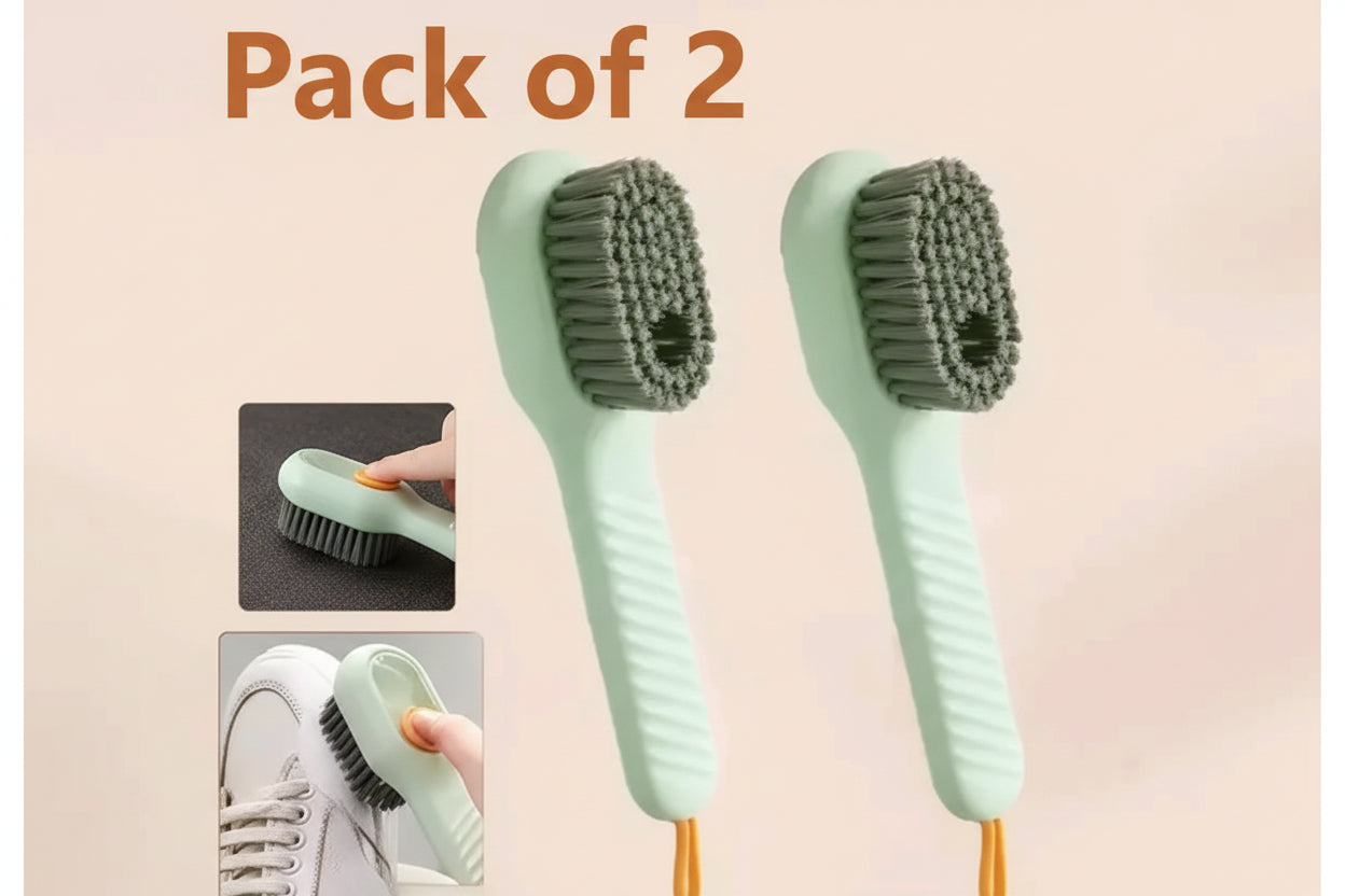Premium 2-in-1 Sneaker & Laundry Scrub Brush – Press-to-Dispense Cleaning Tool (Pack of 2)