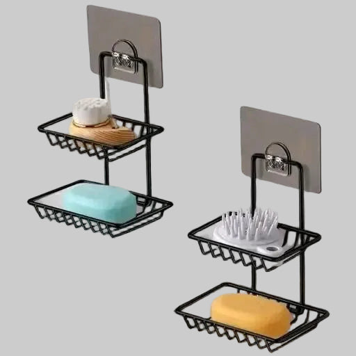 Premium 2-Tier Self-Adhesive Soap Stand - No Drilling Required