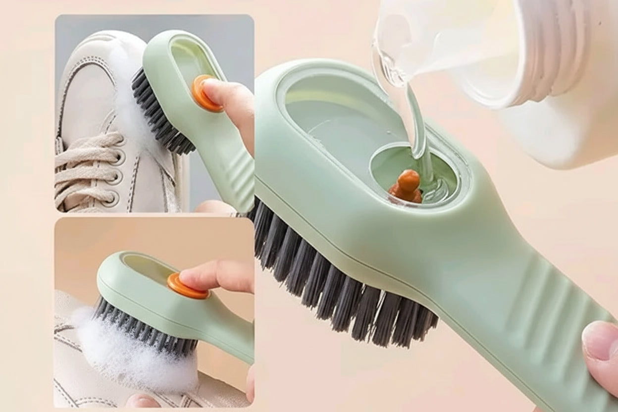 Premium 2-in-1 Sneaker & Laundry Scrub Brush – Press-to-Dispense Cleaning Tool (Pack of 2)